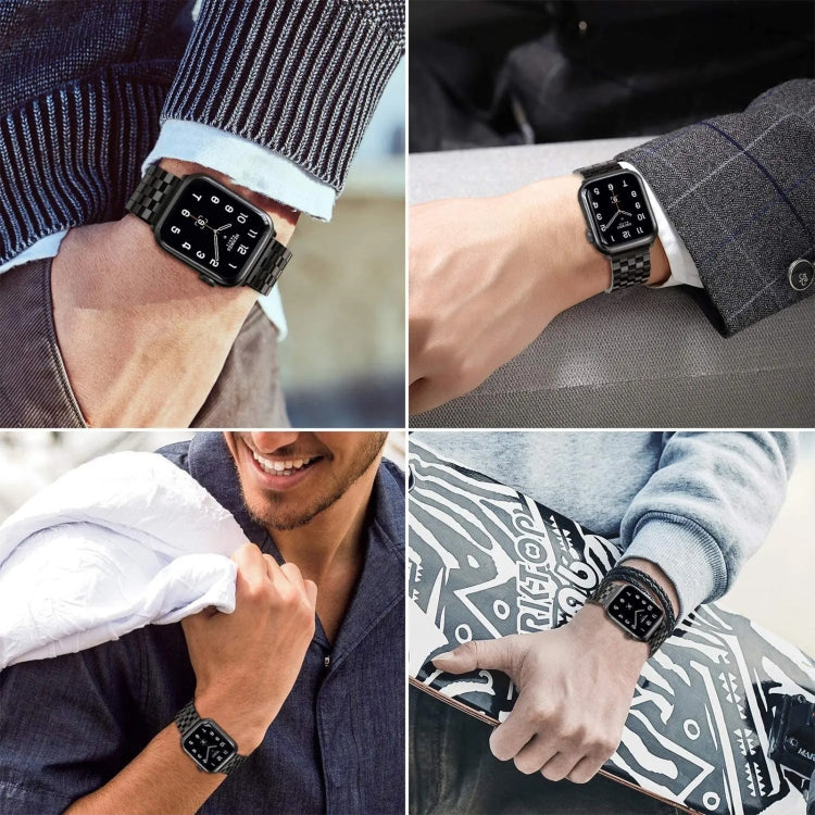 22mm Universal Five Beads Stainless Steel Watch Band(Black) - 22mm Bands by PMc TechLife | Online Shopping South Africa | PMc TechLife | Buy Now Pay Later Mobicred