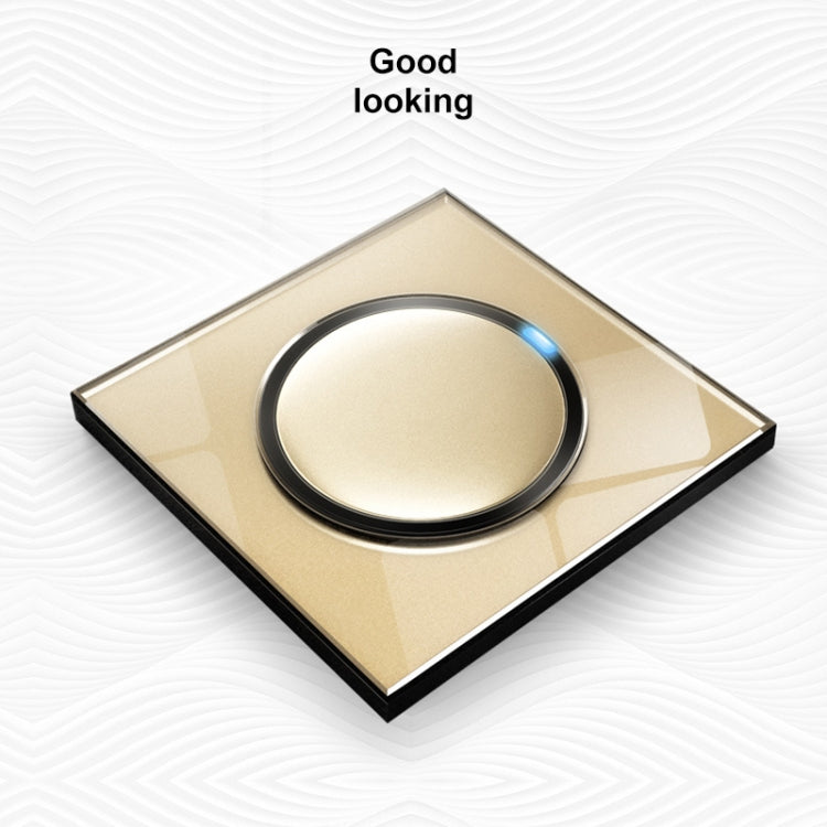 86mm Round LED Tempered Glass Switch Panel, Gold Round Glass, Style:Four Open Dual Control -  by PMC Jewellery | Online Shopping South Africa | PMC Jewellery | Buy Now Pay Later Mobicred