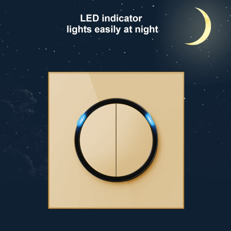 86mm Round LED Tempered Glass Switch Panel, Gold Round Glass, Style:One Open Multiple Control - free shipping - PMC Jewellery - Order now!