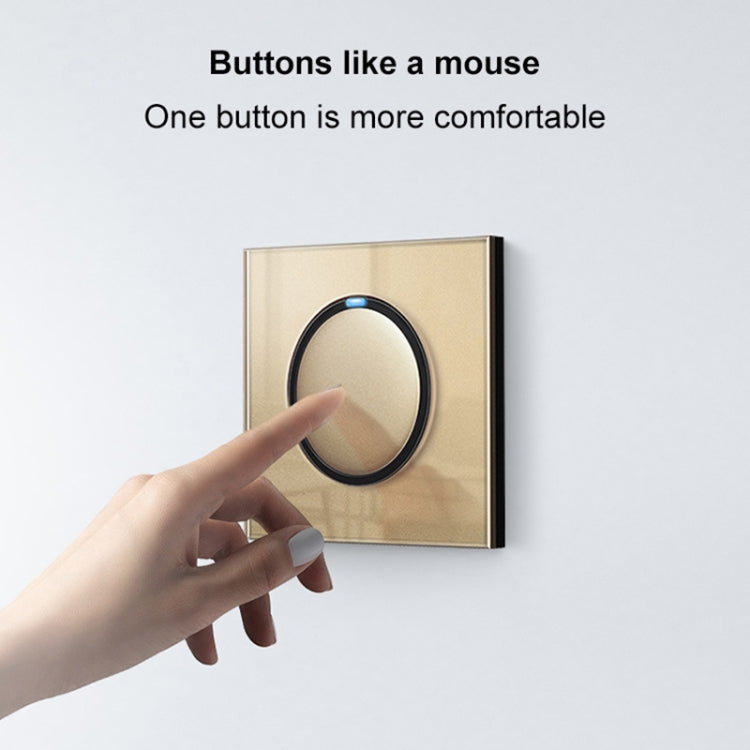 86mm Round LED Tempered Glass Switch Panel, Gold Round Glass, Style:Computer Socket -  by PMC Jewellery | Online Shopping South Africa | PMC Jewellery | Buy Now Pay Later Mobicred