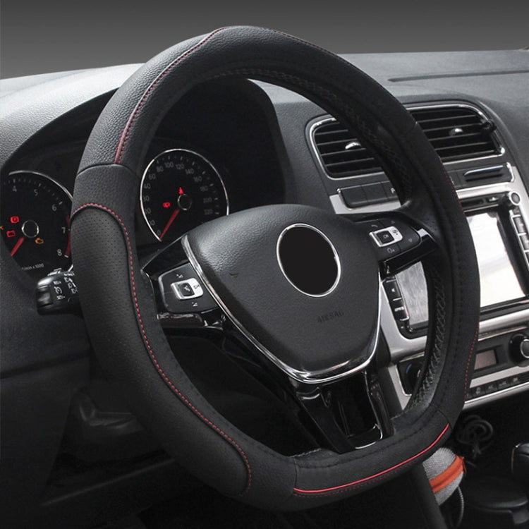 D Style Car Universal Anti-skid Steering Wheel Cover, Diameter: 38cm(Black Red Line) - Steering Wheel Accessories by PMC TechLife | Online Shopping South Africa | PMC TechLife | Buy Now Pay Later Mobicred