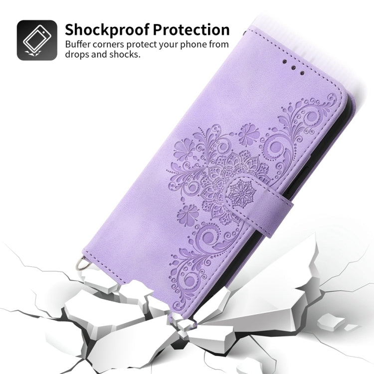 For Google Pixel 9 Skin-feel Flowers Embossed Wallet Leather Phone Case(Purple) - Google Cases by PMC TechLife | Online Shopping South Africa | PMC TechLife | Buy Now Pay Later Mobicred