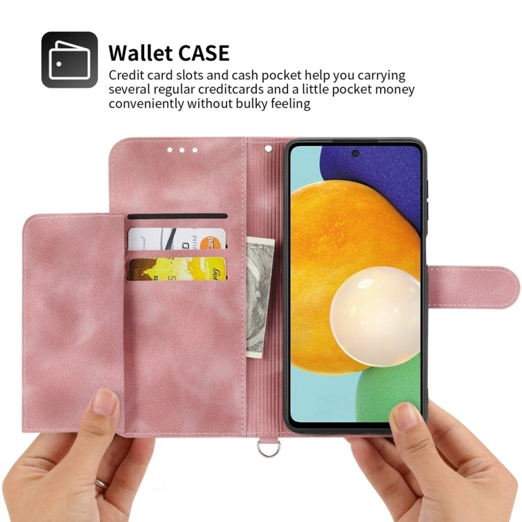 For Google Pixel 9 Skin-feel Flowers Embossed Wallet Leather Phone Case(Pink) - Google Cases by PMC TechLife | Online Shopping South Africa | PMC TechLife | Buy Now Pay Later Mobicred