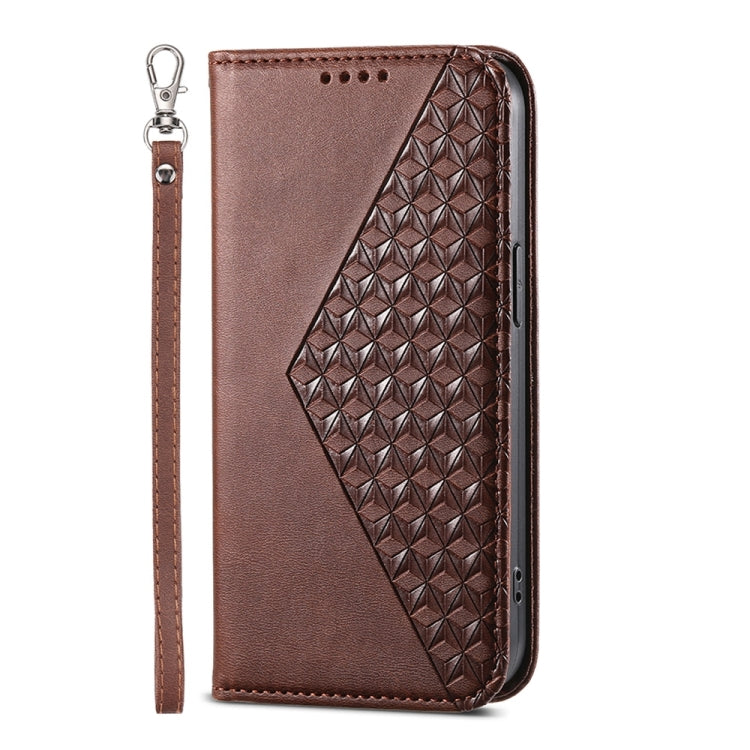 For Google Pixel 9 Pro Cubic Grid Calf Texture Magnetic Leather Phone Case(Brown) - Google Cases by PMC TechLife | Online Shopping South Africa | PMC TechLife | Buy Now Pay Later Mobicred