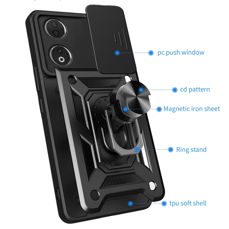 For Honor 90 5G Sliding Camera Cover Design TPU+PC Phone Case(Black) - Honor Cases by PMC TechLife | Online Shopping South Africa | PMC TechLife | Buy Now Pay Later Mobicred