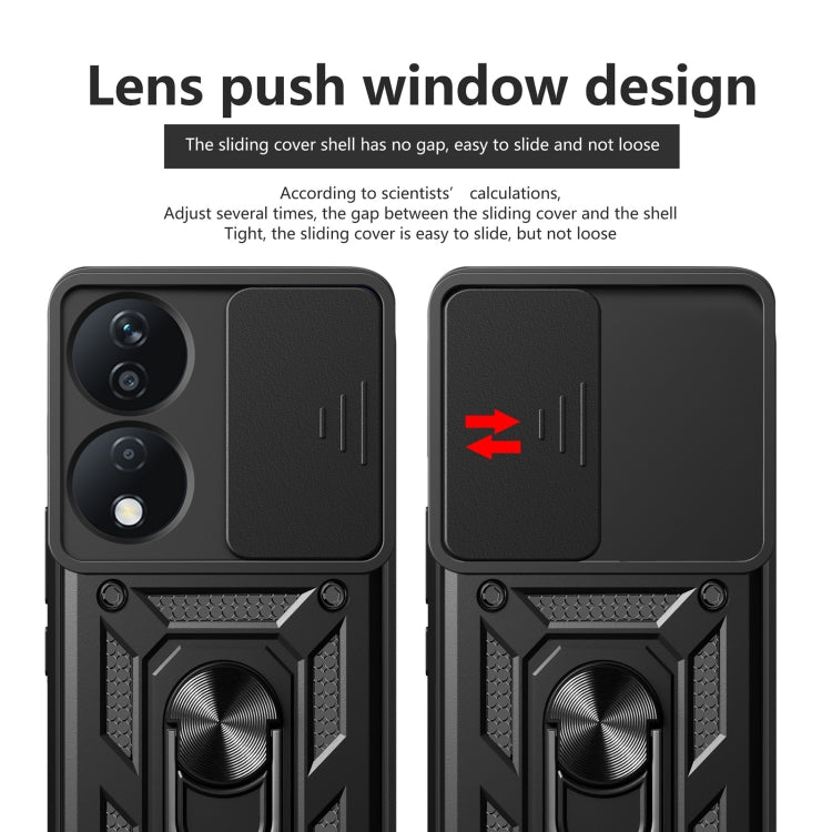 For Honor X7b Sliding Camera Cover Design TPU+PC Phone Case(Black) - Honor Cases by PMC TechLife | Online Shopping South Africa | PMC TechLife | Buy Now Pay Later Mobicred