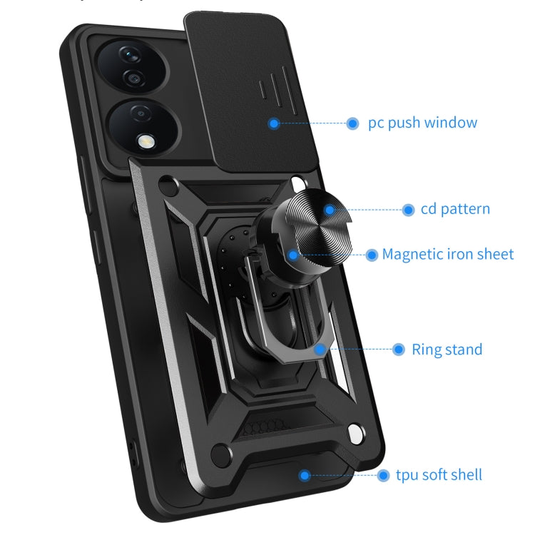 For Honor X7b Sliding Camera Cover Design TPU+PC Phone Case(Rose Gold) - Honor Cases by PMC TechLife | Online Shopping South Africa | PMC TechLife | Buy Now Pay Later Mobicred