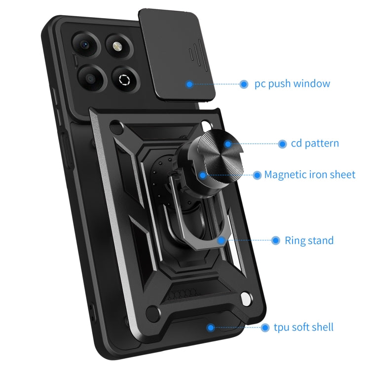 For Honor X6b 4G Sliding Camera Cover Design TPU+PC Phone Case(Black) - free shipping - PMC TechLife - Order now!