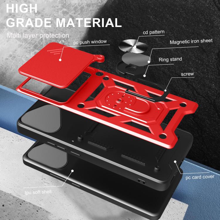 For Honor 400 Lite Global Sliding Camera Cover Design TPU+PC Phone Case(Red) - free shipping - PMC TechLife - Order now!