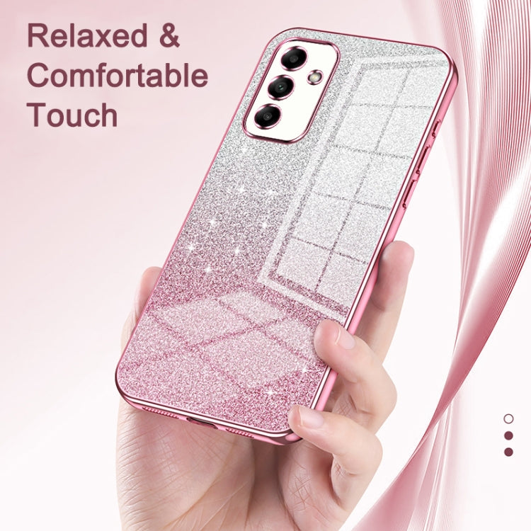 For Samsung Galaxy S22 5G Gradient Glitter Powder Electroplated Phone Case(Gold) - Galaxy S22 5G Cases by PMC TechLife | Online Shopping South Africa | PMC TechLife