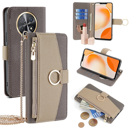 For Huawei Enjoy 60X Crossbody Litchi Texture Leather Phone Case(Grey) - Huawei Cases by PMC Jewellery | Online Shopping South Africa | PMC Jewellery | Buy Now Pay Later Mobicred