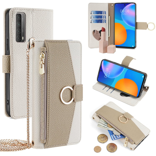 For Huawei P Smart 2021 Crossbody Litchi Texture Leather Phone Case(White) - Huawei Cases by PMC Jewellery | Online Shopping South Africa | PMC Jewellery | Buy Now Pay Later Mobicred