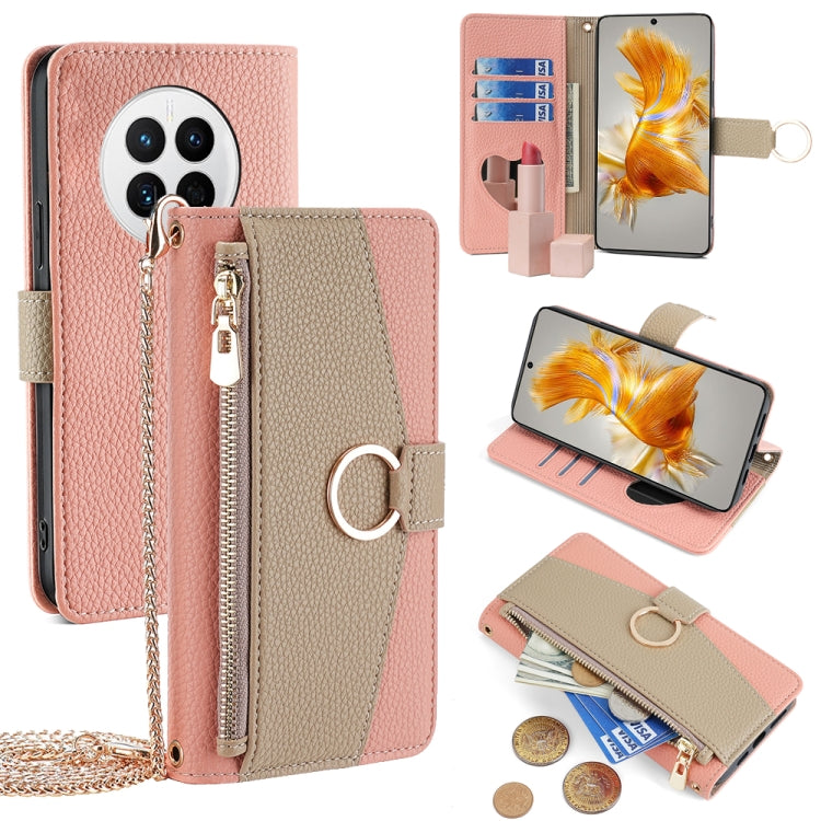 For Huawei Mate 50 Crossbody Litchi Texture Leather Phone Case(Pink) - Huawei Cases by PMC TechLife | Online Shopping South Africa | PMC TechLife | Buy Now Pay Later Mobicred
