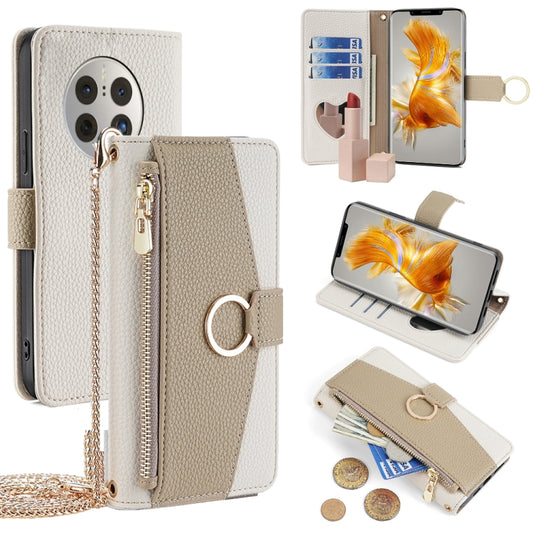 For Huawei Mate 50 Pro Crossbody Litchi Texture Leather Phone Case(White) - Huawei Cases by PMC Jewellery | Online Shopping South Africa | PMC Jewellery | Buy Now Pay Later Mobicred