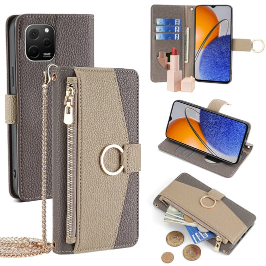 For Huawei nova Y61 Crossbody Litchi Texture Leather Phone Case(Grey) - Huawei Cases by PMC Jewellery | Online Shopping South Africa | PMC Jewellery | Buy Now Pay Later Mobicred