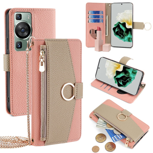 For Huawei P60 / P60 Pro Crossbody Litchi Texture Leather Phone Case(Pink) - Huawei Cases by PMC Jewellery | Online Shopping South Africa | PMC Jewellery | Buy Now Pay Later Mobicred