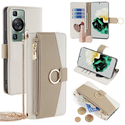 For Huawei P60 / P60 Pro Crossbody Litchi Texture Leather Phone Case(White) - Huawei Cases by PMC Jewellery | Online Shopping South Africa | PMC Jewellery | Buy Now Pay Later Mobicred