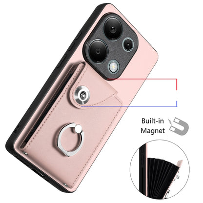 For Xiaomi Redmi Note 13 Pro 4G Global Organ Card Bag Ring Holder PU Phone Case(Pink) - Note 13 Pro Cases by PMC Jewellery | Online Shopping South Africa | PMC Jewellery | Buy Now Pay Later Mobicred