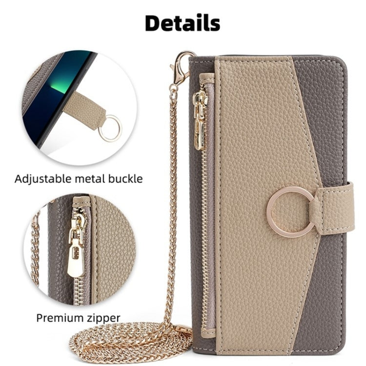 For OnePlus 9RT 5G Crossbody Litchi Texture Leather Phone Case(Grey) - OnePlus Cases by PMC TechLife | Online Shopping South Africa | PMC TechLife | Buy Now Pay Later Mobicred