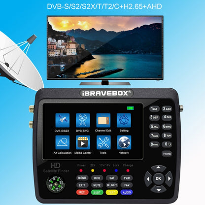 iBRAVEBOX V10 Finder Pro+ 4.3 inch Display Digital Satellite Meter Signal Finder, Support DVB-S/S2/S2X/T/T2/C AHD, Plug Type:UK Plug(Black) - Satellite Finder by PMC Jewellery | Online Shopping South Africa | PMC Jewellery | Buy Now Pay Later Mobicred