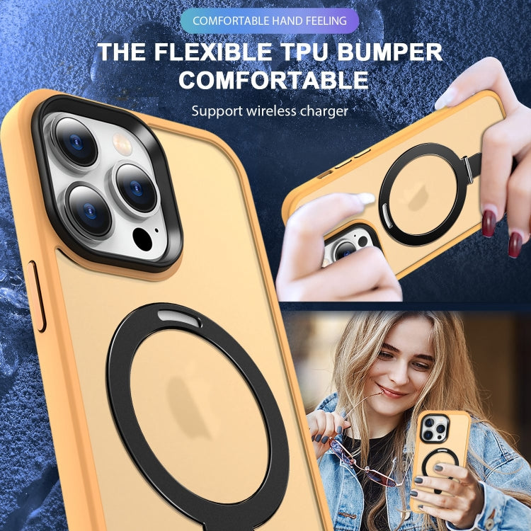 For iPhone 14 MagSafe Holder Skin-feel PC Hybrid TPU Phone Case(Orange) - iPhone 14 Cases by PMC TechLife | Online Shopping South Africa | PMC TechLife