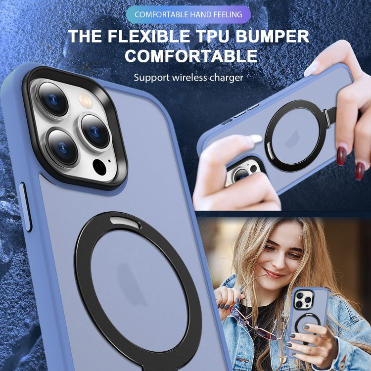 For iPhone 13 Pro Max MagSafe Holder Skin-feel PC Hybrid TPU Phone Case(Blue) - iPhone 13 Pro Max Cases by PMC TechLife | Online Shopping South Africa | PMC TechLife
