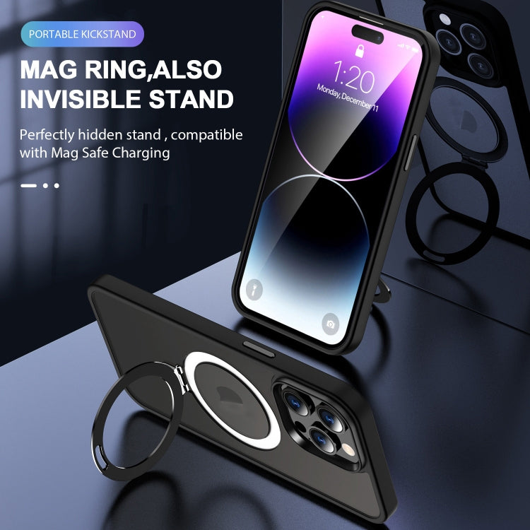 For iPhone 12 MagSafe Holder Skin-feel PC Hybrid TPU Phone Case(Black) - iPhone 12 / 12 Pro Cases by PMC TechLife | Online Shopping South Africa | PMC TechLife