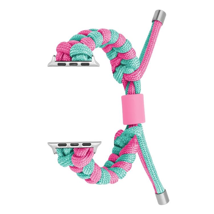 For Apple Watch Ultra 49mm Paracord Fishtail Braided Silicone Bead Watch Band(Rose Red Green) - Watch Bands by PMC Jewellery | Online Shopping South Africa | PMC Jewellery | Buy Now Pay Later Mobicred