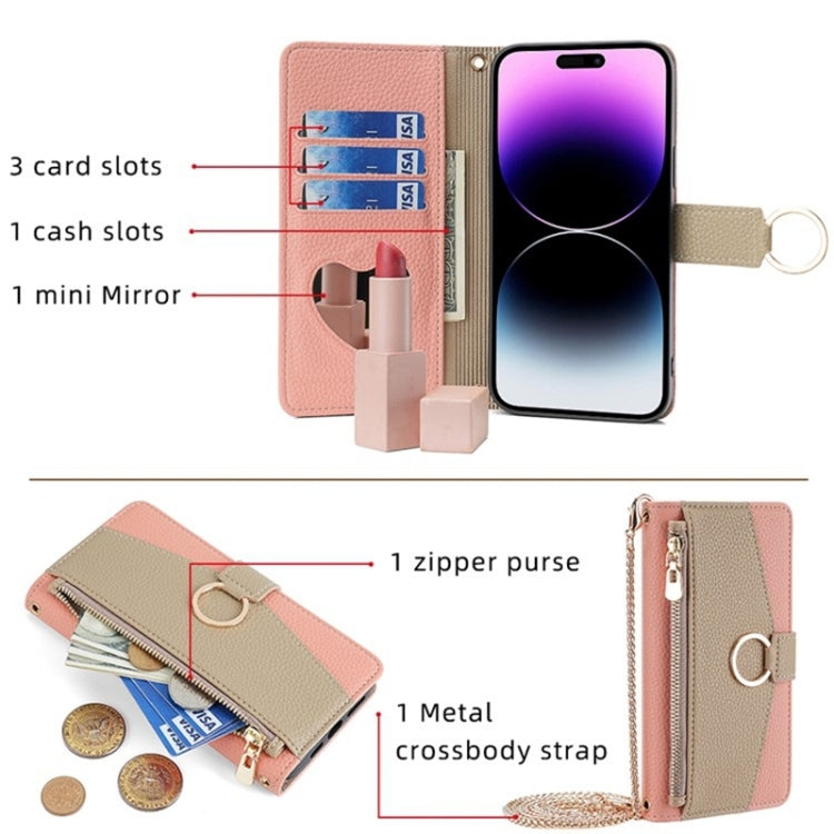 For Google Pixel 7a Crossbody Litchi Texture Leather Phone Case(Pink) - Google Cases by PMC TechLife | Online Shopping South Africa | PMC TechLife | Buy Now Pay Later Mobicred