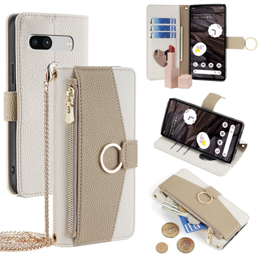 For Google Pixel 7a Crossbody Litchi Texture Leather Phone Case(White) - Google Cases by PMC Jewellery | Online Shopping South Africa | PMC Jewellery | Buy Now Pay Later Mobicred