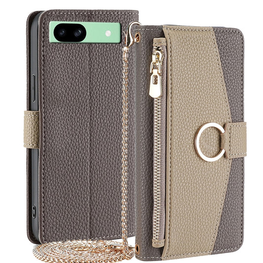 For Google Pixel 8a Crossbody Litchi Texture Leather Phone Case(Grey) - Google Cases by PMC Jewellery | Online Shopping South Africa | PMC Jewellery | Buy Now Pay Later Mobicred