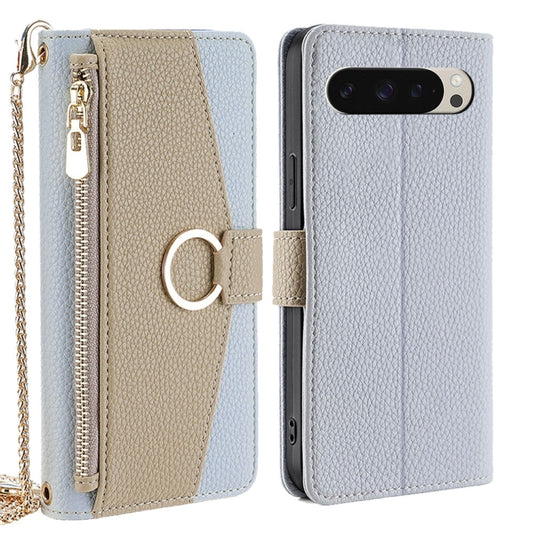 For Google Pixel 9 Crossbody Litchi Texture Leather Phone Case(Blue) - Google Cases by PMC Jewellery | Online Shopping South Africa | PMC Jewellery | Buy Now Pay Later Mobicred