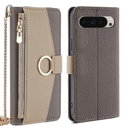 For Google Pixel 9 Crossbody Litchi Texture Leather Phone Case(Grey) - Google Cases by PMC Jewellery | Online Shopping South Africa | PMC Jewellery | Buy Now Pay Later Mobicred