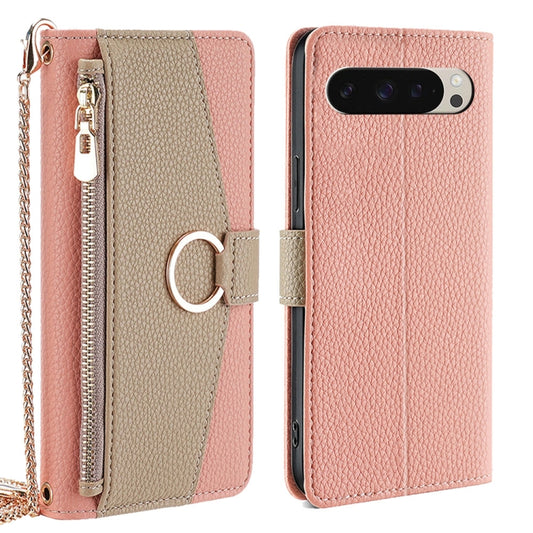 For Google Pixel 9 Crossbody Litchi Texture Leather Phone Case(Pink) - Google Cases by PMC Jewellery | Online Shopping South Africa | PMC Jewellery | Buy Now Pay Later Mobicred