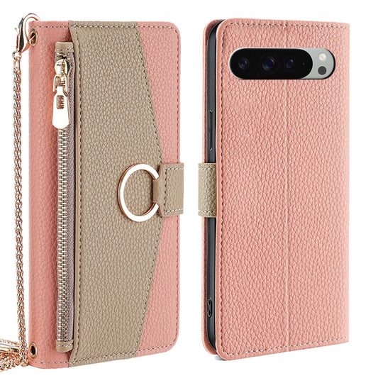 For Google Pixel 9 Pro XL Crossbody Litchi Texture Leather Phone Case(Pink) - Google Cases by PMC Jewellery | Online Shopping South Africa | PMC Jewellery | Buy Now Pay Later Mobicred