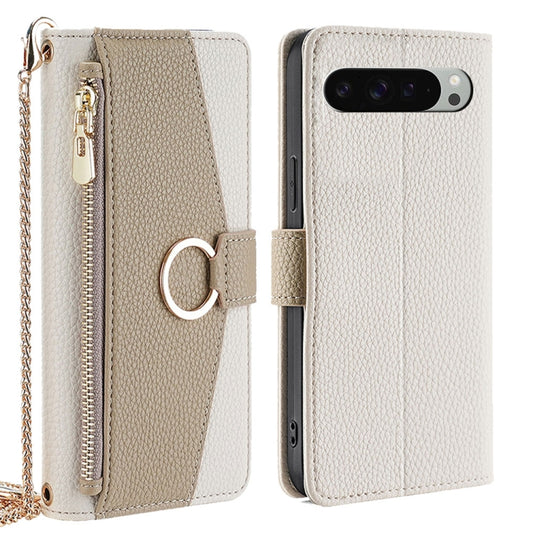 For Google Pixel 9 Pro XL Crossbody Litchi Texture Leather Phone Case(White) - Google Cases by PMC Jewellery | Online Shopping South Africa | PMC Jewellery | Buy Now Pay Later Mobicred