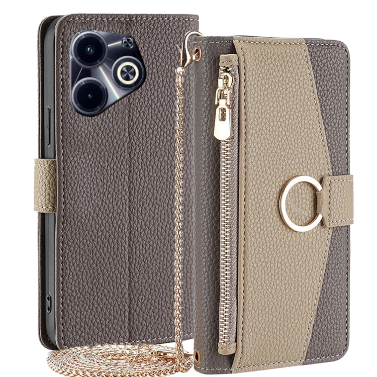 For Infinix Hot 40i Crossbody Litchi Texture Leather Phone Case(Grey) - Infinix Cases by PMC TechLife | Online Shopping South Africa | PMC TechLife | Buy Now Pay Later Mobicred