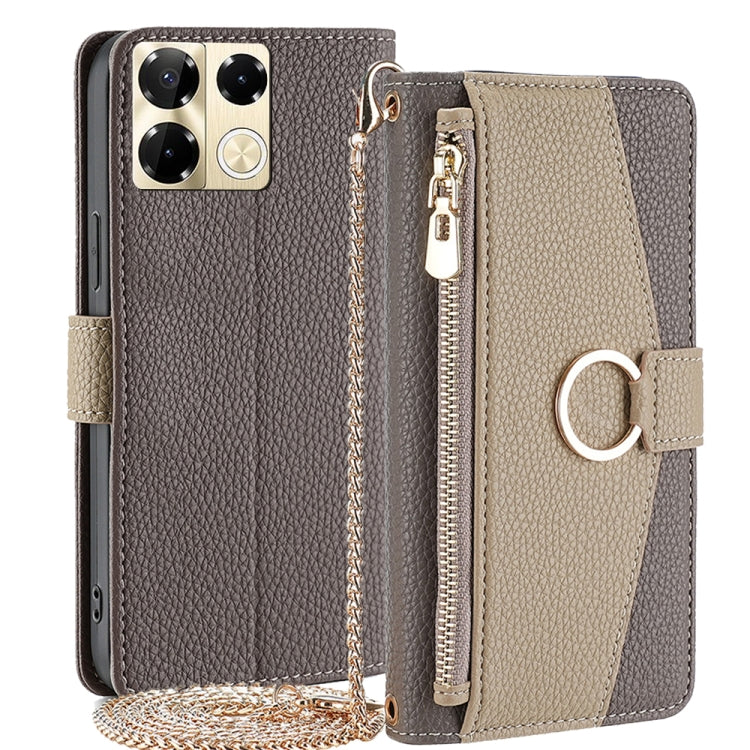For Infinix Note 40 Pro 5G Crossbody Litchi Texture Leather Phone Case(Grey) - Infinix Cases by PMC TechLife | Online Shopping South Africa | PMC TechLife | Buy Now Pay Later Mobicred