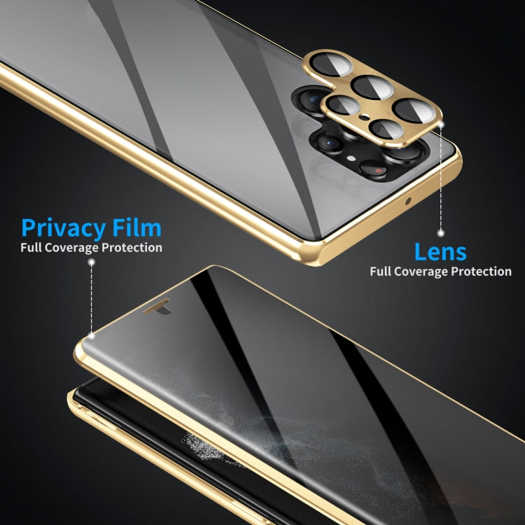 For Samsung Galaxy S24 Ultra 5G Privacy Full Cover Magnetic Metal Tempered Glass Phone Case(Black) - Galaxy S24 Ultra 5G Cases by PMC Jewellery | Online Shopping South Africa | PMC Jewellery