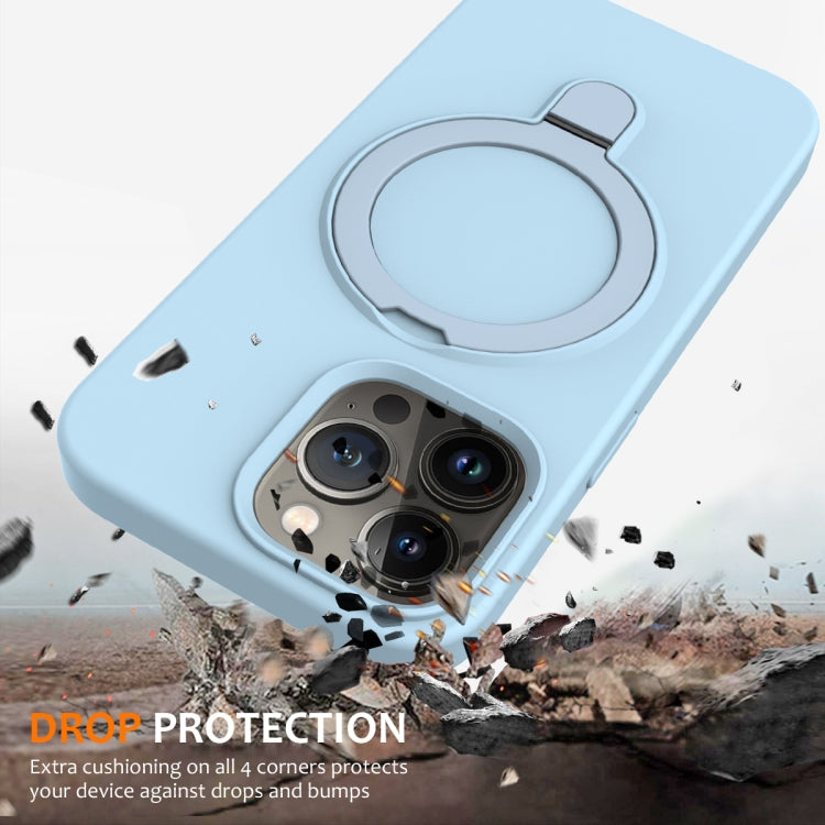 For iPhone 14 Pro Max MagSafe Magnetic Liquid Silicone Phone Case with Ring Holder(Sky Blue) - iPhone 14 Pro Max Cases by PMC Jewellery | Online Shopping South Africa | PMC Jewellery