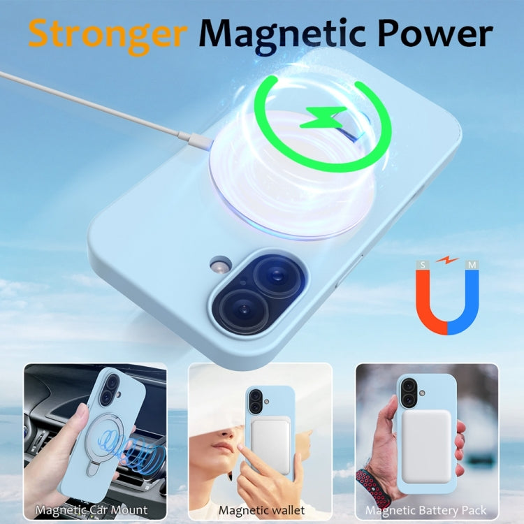 For iPhone 16 Plus Liquid Silicone MagSafe Magnetic Phone Case with Ring Holder(Sky Blue) - iPhone 16 Plus Cases by PMC Jewellery | Online Shopping South Africa | PMC Jewellery | Buy Now Pay Later Mobicred