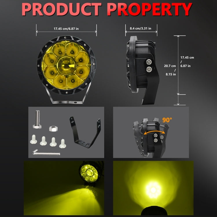 E16 55W 6000LM / 6000K 7 inch Off-road Vehicle Round Work Light(Yellow Light) - Work Lights by PMC Jewellery | Online Shopping South Africa | PMC Jewellery | Buy Now Pay Later Mobicred