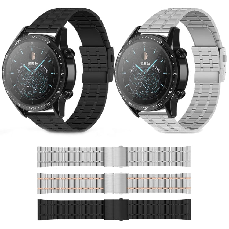 22mm Universal Dual Press Buckle Five-bead Stainless Steel Watch Band(Silver) - free shipping - PMC TechLife - Order now!