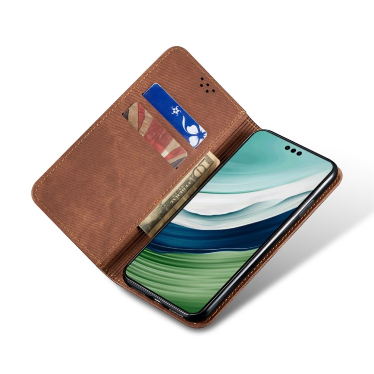 For Motorola Edge 40 Neo Denim Texture Flip Leather Phone Case(Brown) - free shipping - PMC TechLife - Order now!