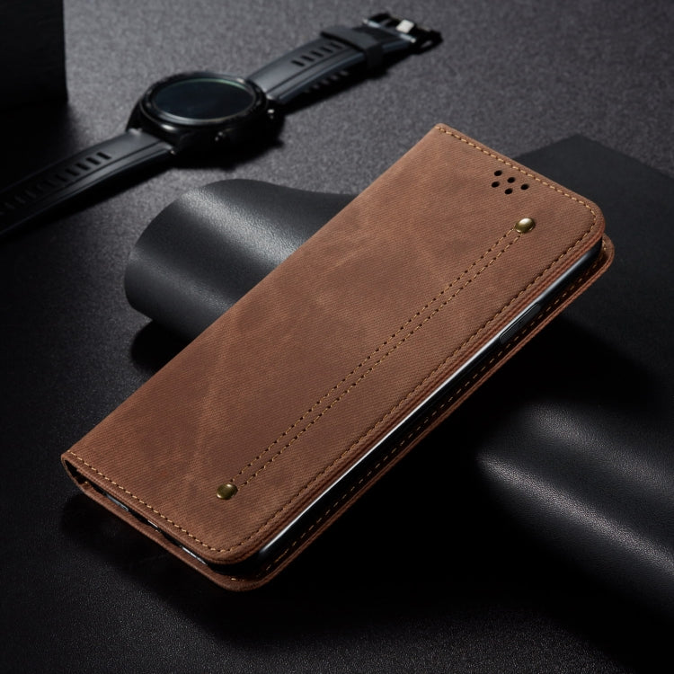 For Motorola Moto G34 Denim Texture Flip Leather Phone Case(Brown) - free shipping - PMC TechLife - Order now!