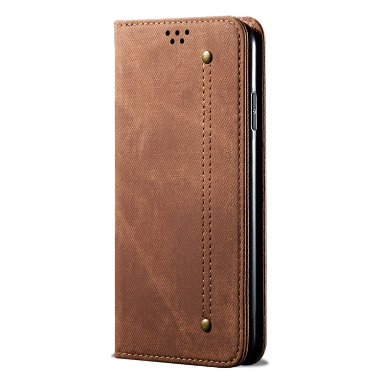 For Motorola Moto G34 Denim Texture Flip Leather Phone Case(Brown) - free shipping - PMC TechLife - Order now!