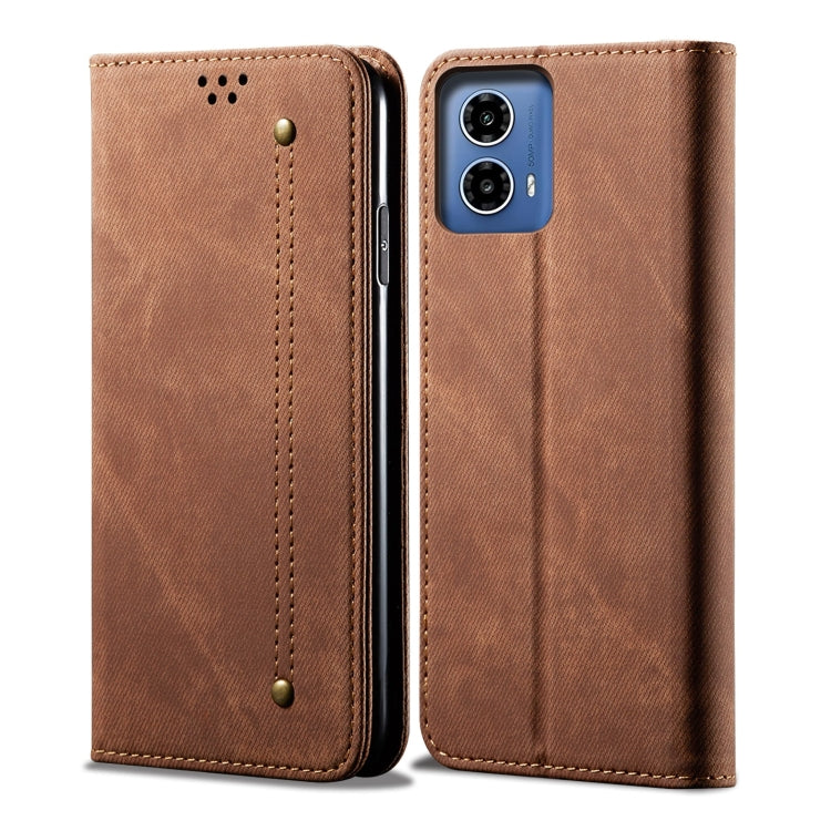 For Motorola Moto G35 Denim Texture Flip Leather Phone Case(Brown) - free shipping - PMC TechLife - Order now!