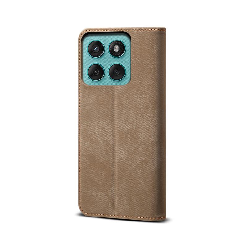 For Motorola Edge 5G 2025 Denim Texture Flip Leather Phone Case(Khaki) - free shipping - PMC TechLife - Order now!