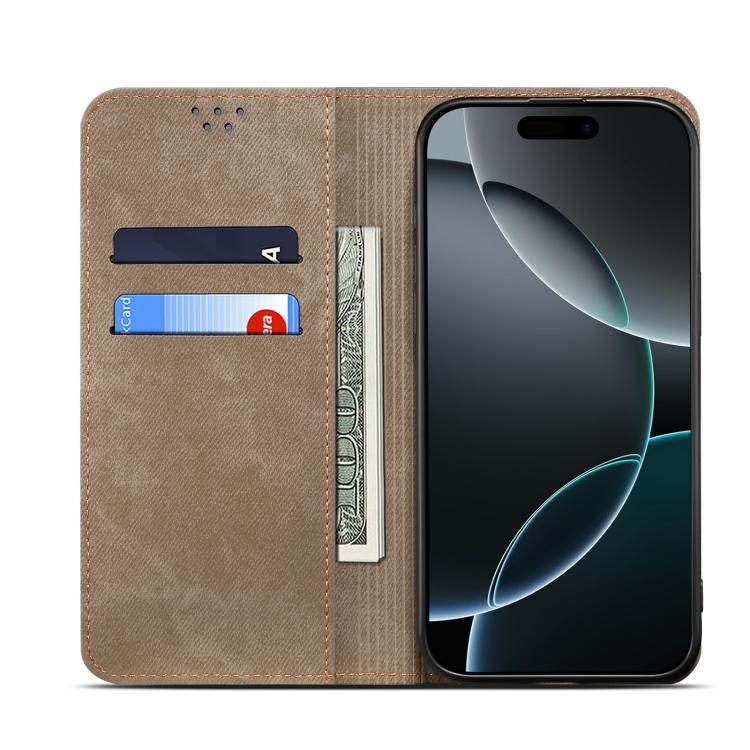 For Motorola Edge 5G 2025 Denim Texture Flip Leather Phone Case(Khaki) - free shipping - PMC TechLife - Order now!