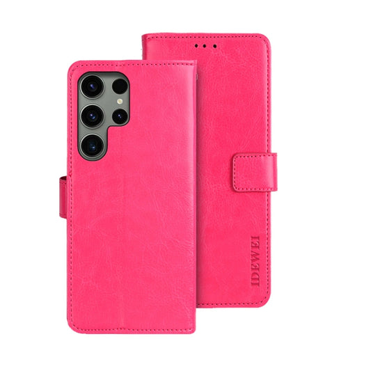 For Samsung Galaxy S24 Ultra 5G idewei Crazy Horse Texture Leather Phone Case(Rose Red) - Galaxy S24 Ultra 5G Cases by idewei | Online Shopping South Africa | PMC Jewellery | Buy Now Pay Later Mobicred